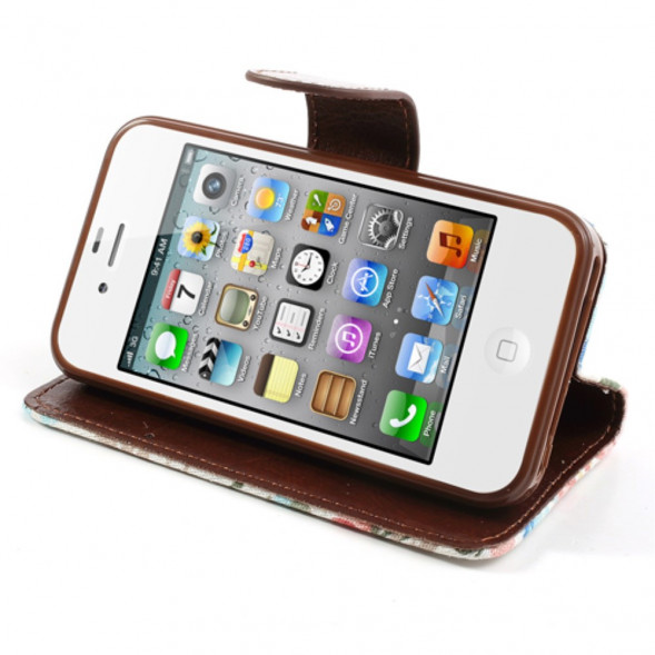 Чехол книжка Flower Cloth для iPhone 4/4S (белый)