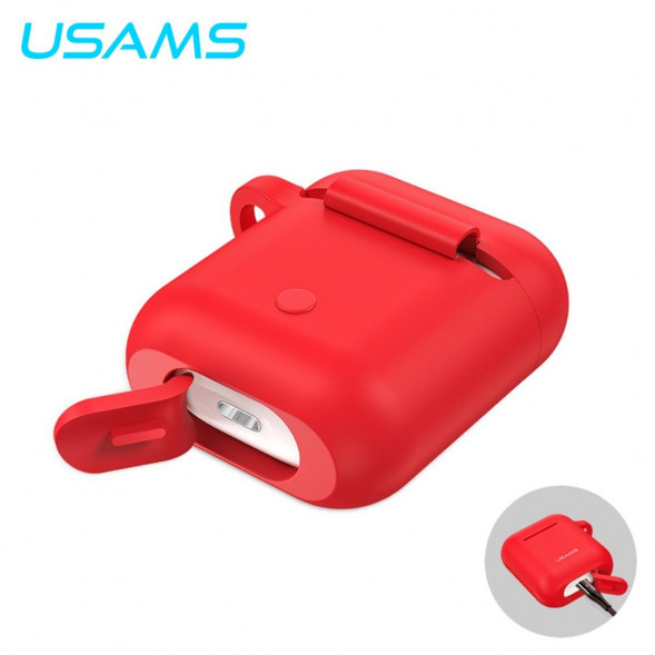Силиконовый чехол для Apple наушников AirPods Usams (красный)