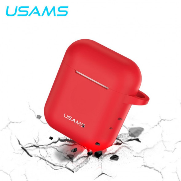 Силиконовый чехол для Apple наушников AirPods Usams (красный)