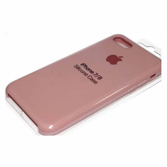 Силиконовый чехол с яблоком для iPhone 7, iPhone 8 (розовый)