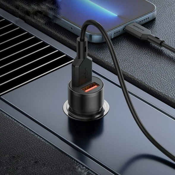 Автомобильное зарядное устройство BOROFONE BZ19B Wisdom 2xUSB, 3A, QC3.0 (черный)