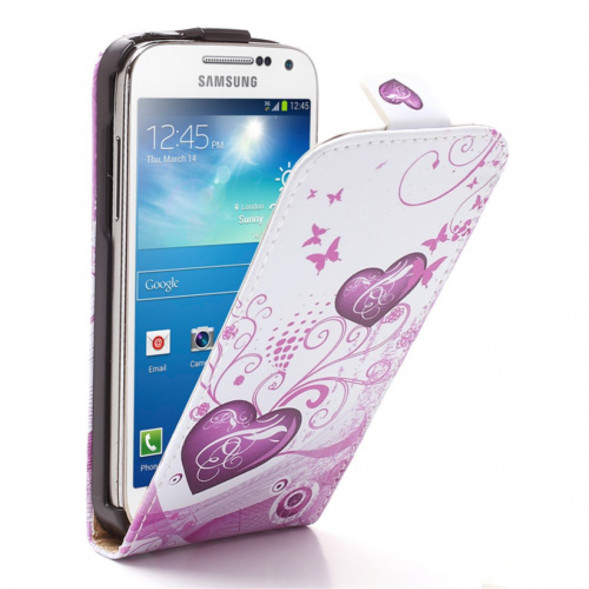 Чехол флип с рисунком для Samsung Galaxy S 4 mini i9190 (Два сердца)