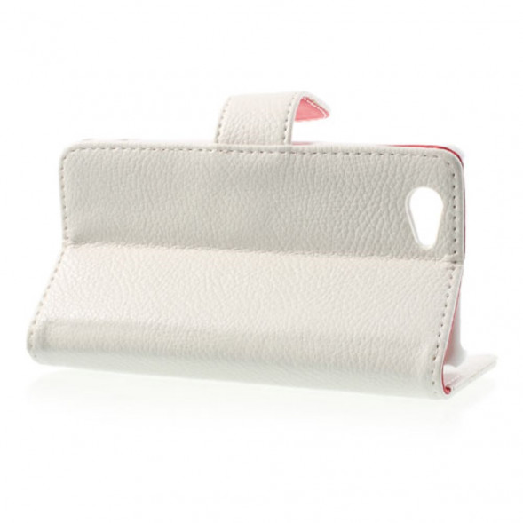 Чехол книжка с визитницей для Sony Xperia Z1 Compact D5503 (Белый)
