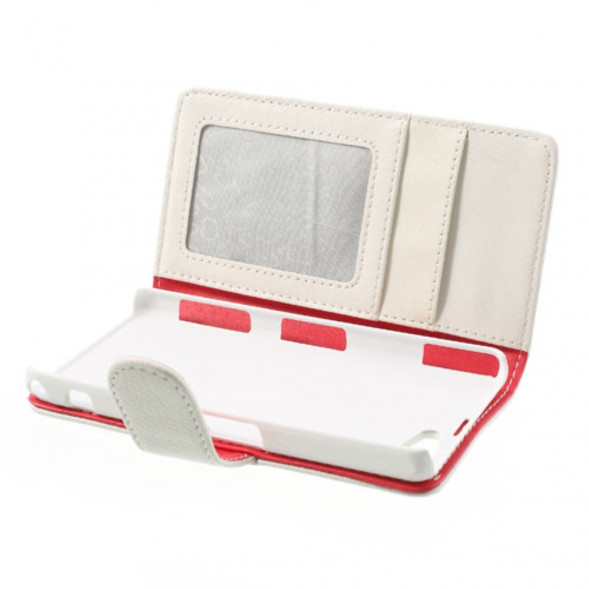 Чехол книжка с визитницей для Sony Xperia Z1 Compact D5503 (Белый)