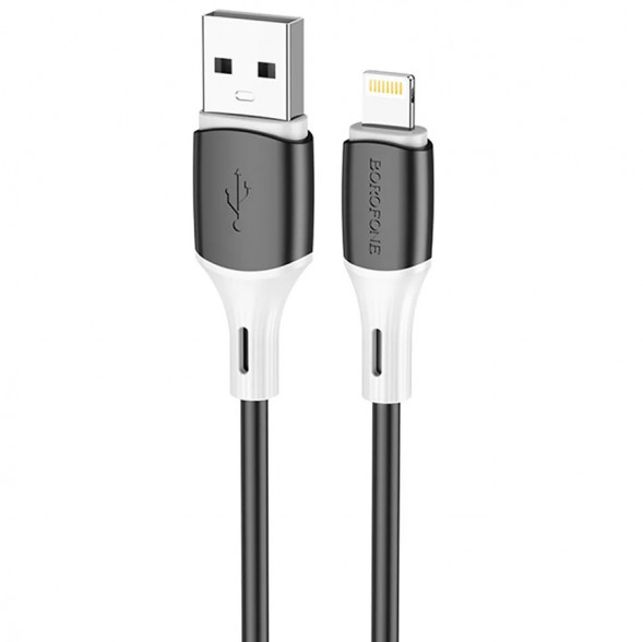 Кабель USB Lightning Borofone BX79 1м, 2.4A, усиленная силикагелевая оболочка (черный+белый)