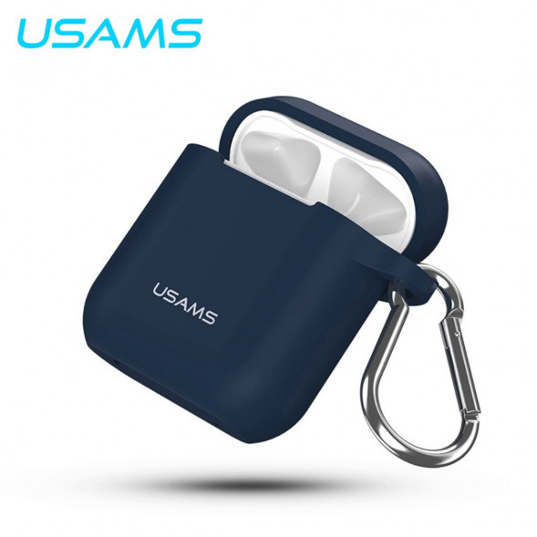 Силиконовый чехол для Apple наушников AirPods Usams (синий)
