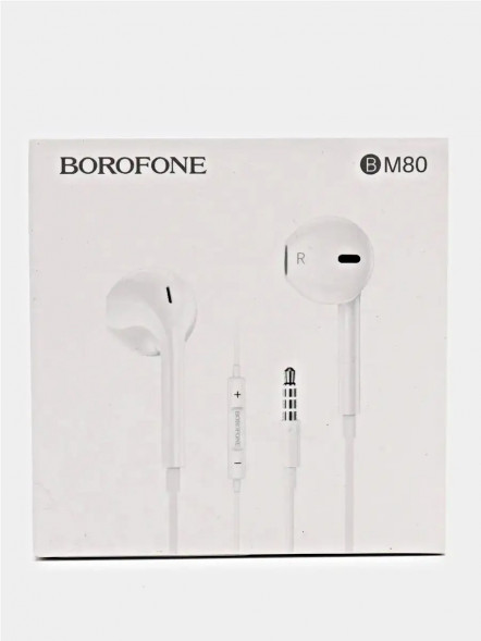 Проводные наушники Borofone BM80 3.5mm Jack, микрофоном, длина 1.2 м (белые)