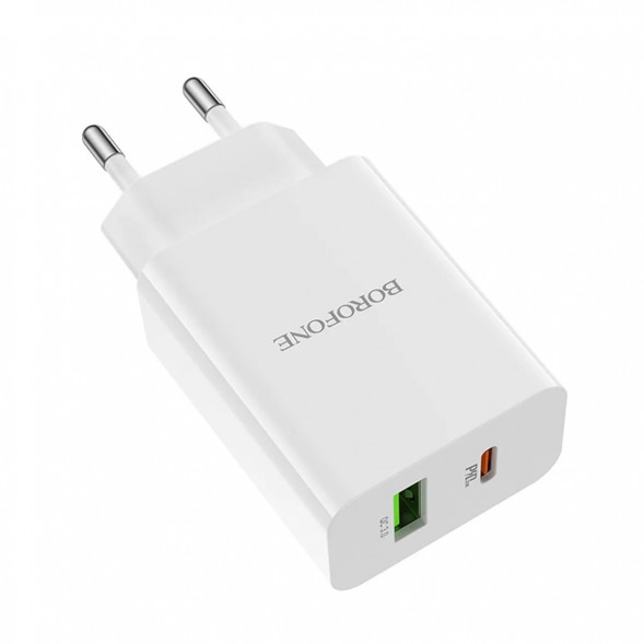 Зарядное устройство Borofone BA56A Lavida 1xUSB 1хType-C QC3.0 PD 20W (белый)