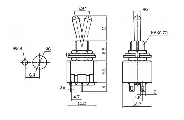 MTS-201 on-off Тумблер переключатель