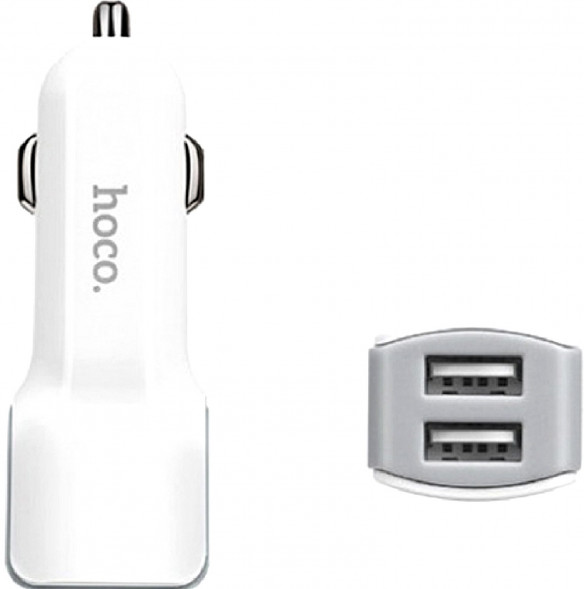 Автомобильная зарядка Hoco Z23 Grand Style 2xUSB, 2.4А (быстрая зарядка) (Белый)