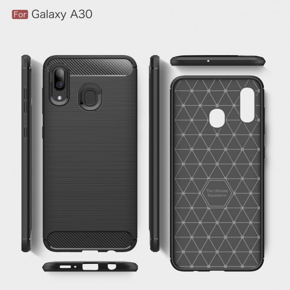 Чехол Carbon Fibre для Samsung Galaxy A30, A20 (красный)