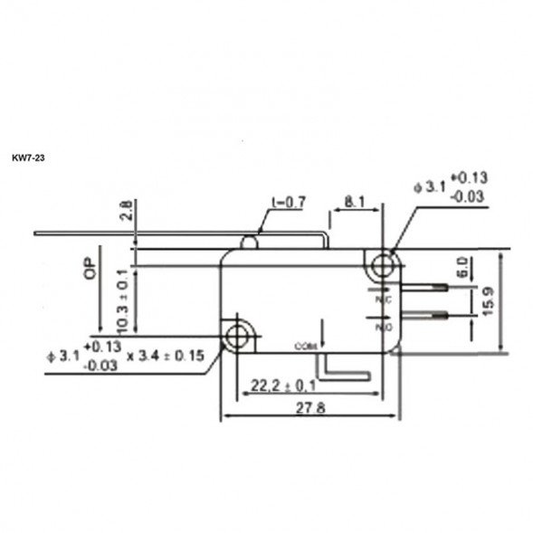 KW7-23 Микропереключатель серии KW7 с длинной лапкой
