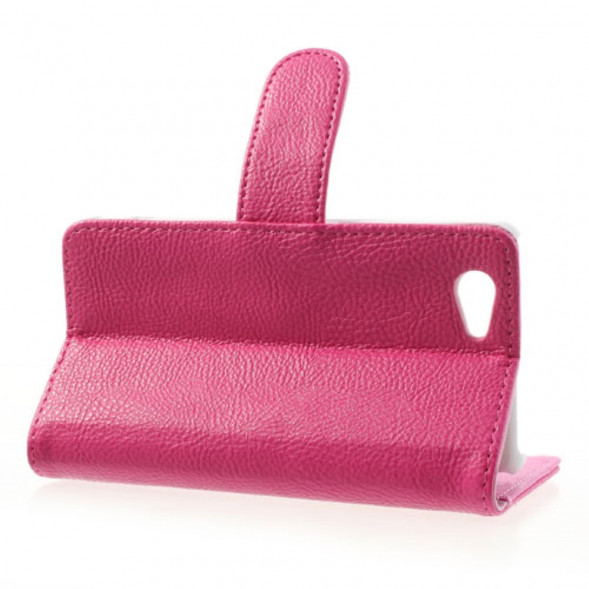Чехол книжка с визитницей для Sony Xperia Z1 Compact D5503 (Малиновый)