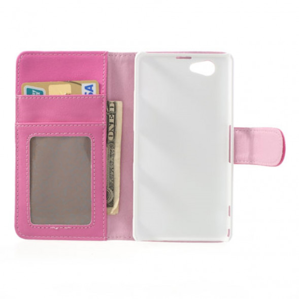 Чехол книжка с визитницей для Sony Xperia Z1 Compact D5503 (Малиновый)