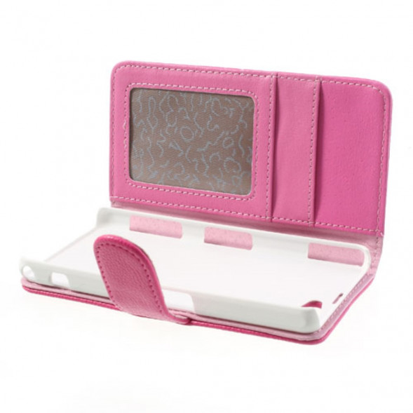 Чехол книжка с визитницей для Sony Xperia Z1 Compact D5503 (Малиновый)