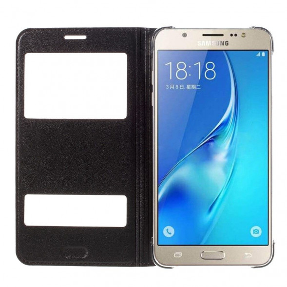 Чехол с окнами информации для Samsung Galaxy J7 (2016) SM-J710F (Черный)