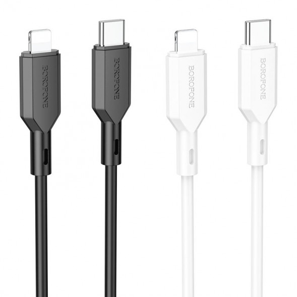 Кабель зарядки Borofone BX70 Lightning для iPhone, iPad 2.4A (белый)