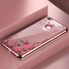 Силиконовый TPU чехол для Xiaomi Redmi 4X со стразами (розовое-золото)