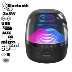 Bluetooth колонка Borofone BP8 Glazed, BT 5.0, 2x5W, AUX, microSD, LED (черный)
