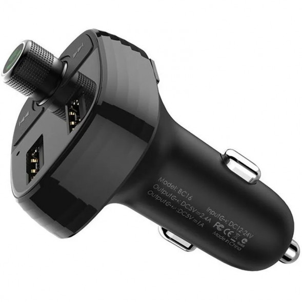 Borofone BC16 MiniRock Автомобильный FM-модулятор, трансмиттер, громкая связь Bluetooth