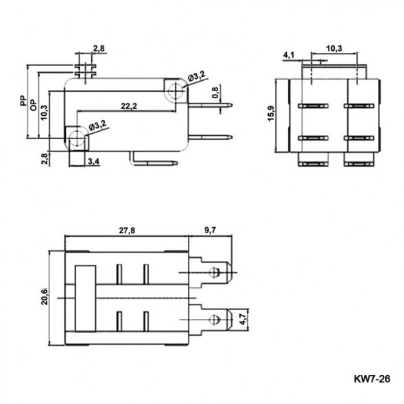 KW7-26 Микропереключатель серии KW7 сдвоенный