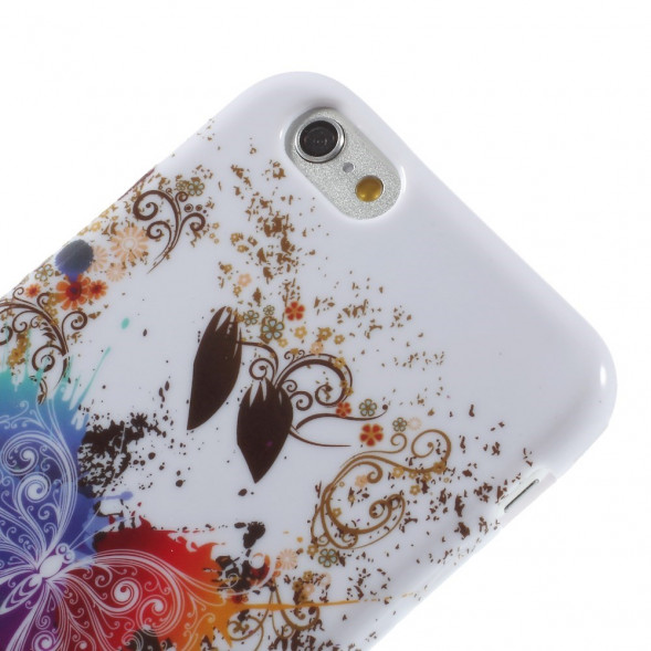 TPU Чехол накладка с рисунком для iPhone 6, 6S (Бабочки и цветы)