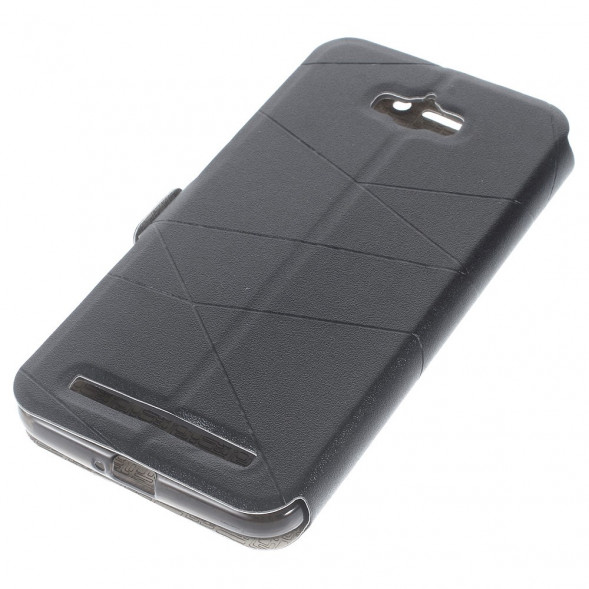 Чехол книжка с окном информации для Asus Zenfone Max (ZC550KL) (Черный)