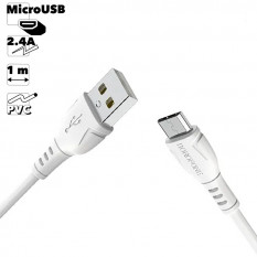 USB кабель Borofone BX51 Triumph MicroUSB, 1м, 2.4A, PVC (белый)
