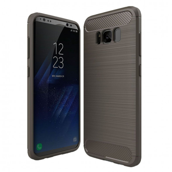 Чехол накладка Carbon Fibre для Samsung Galaxy S8 (серый)