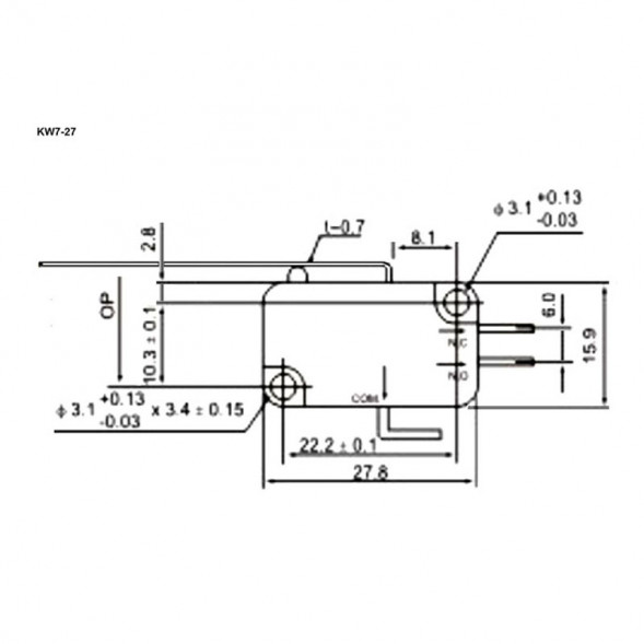 KW7-27 Микропереключатель серии KW7 с удлиненным рычагом
