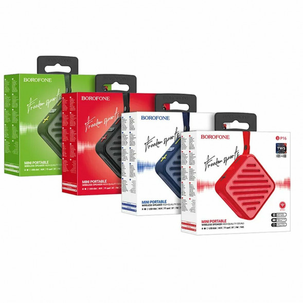 Bluetooth колонка Borofone BP16 FM-радио, microSD (зеленый)