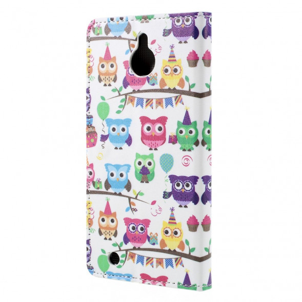 Чехол книжка с рисунком для Microsoft Lumia 850 (Много сов)