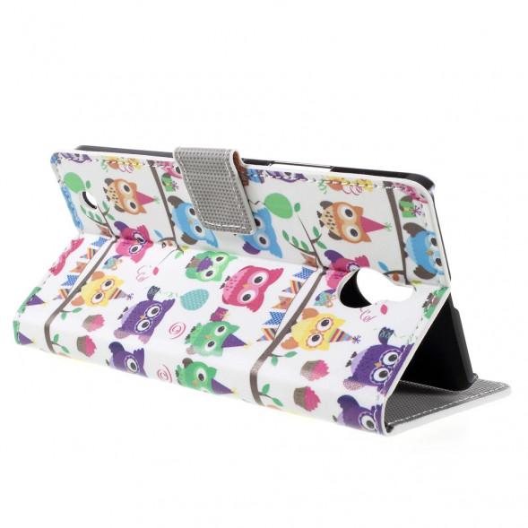 Чехол книжка с рисунком для Microsoft Lumia 850 (Много сов)