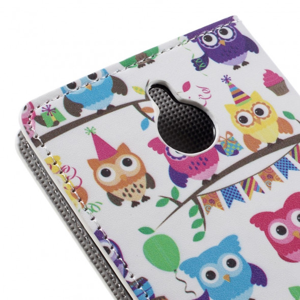 Чехол книжка с рисунком для Microsoft Lumia 850 (Много сов)