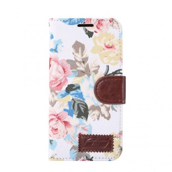 Чехол книжка с цветами для Samsung Galaxy S7 (SM-G930) (Белый)