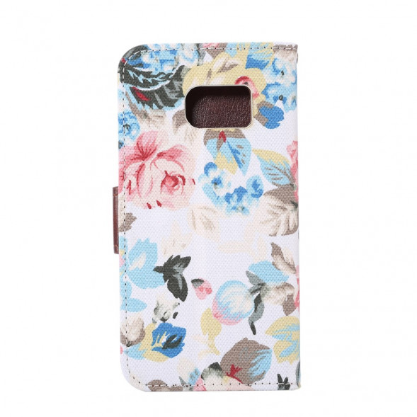 Чехол книжка с цветами для Samsung Galaxy S7 (SM-G930) (Белый)