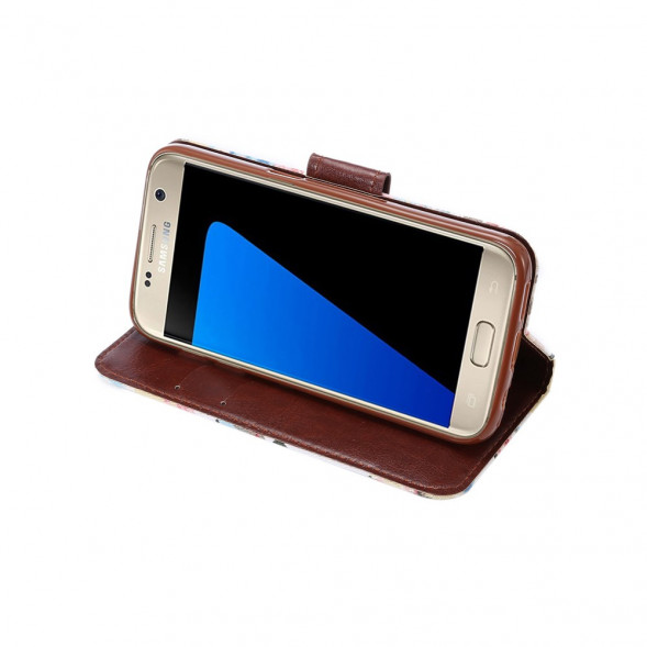 Чехол книжка с цветами для Samsung Galaxy S7 (SM-G930) (Белый)