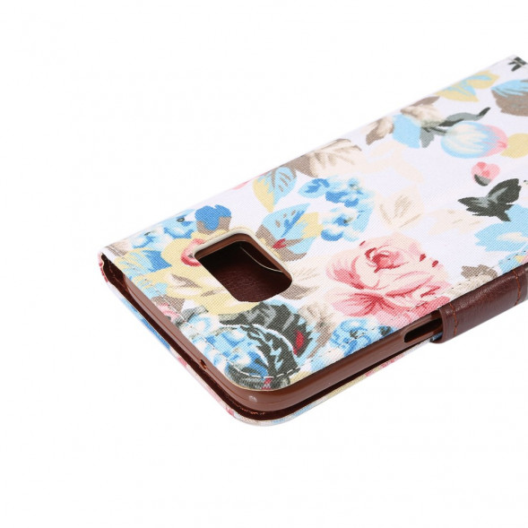Чехол книжка с цветами для Samsung Galaxy S7 (SM-G930) (Белый)