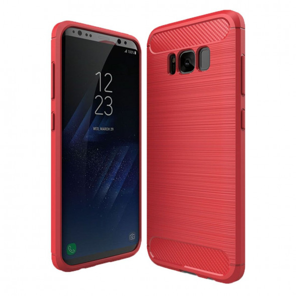 Чехол накладка Carbon Fibre для Samsung Galaxy S8 (красный)