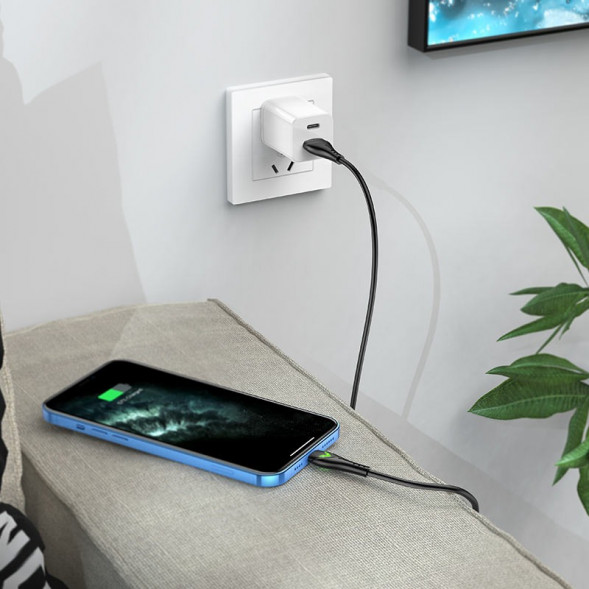 Кабель USB Lightning Borofone BX65 Bright 1м, 2.4A (черный)