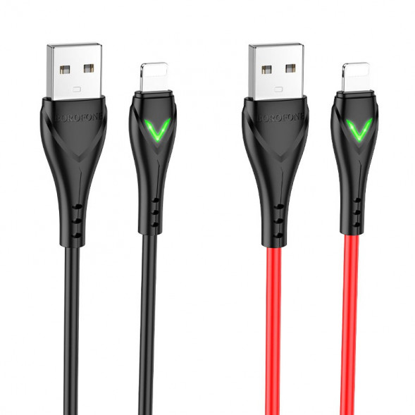 Кабель USB Lightning Borofone BX65 Bright 1м, 2.4A (черный)
