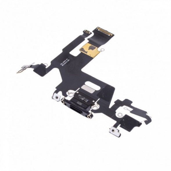 Шлейф для iPhone 11 на разъем зарядки, гарнитуры и микрофон (Черный)