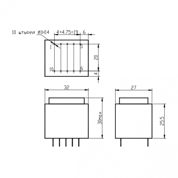 Трансформатор ТПК-2 (ТПГ-2) 2x24V (аналог)